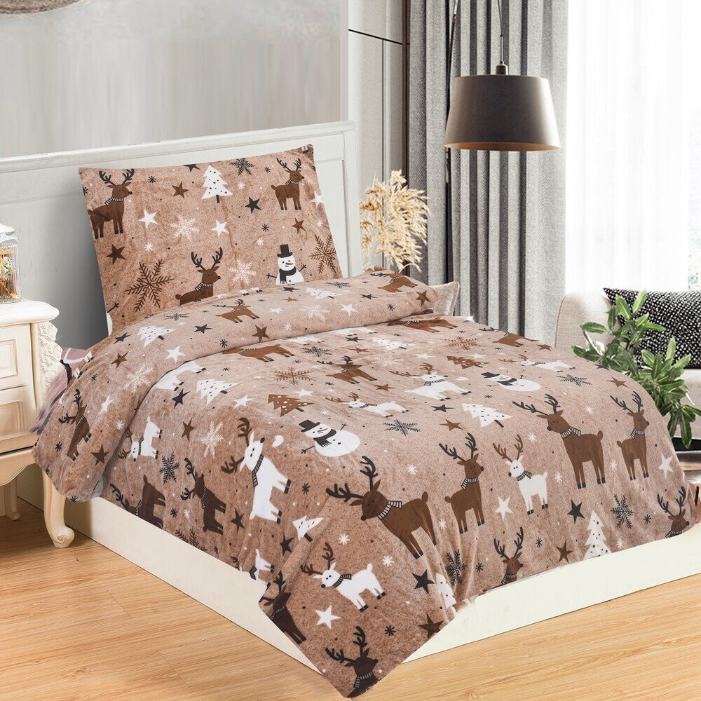 Hnědé povlečení na jednolůžko z mikroplyše 140x200 cm Nordic Fairytale – My House