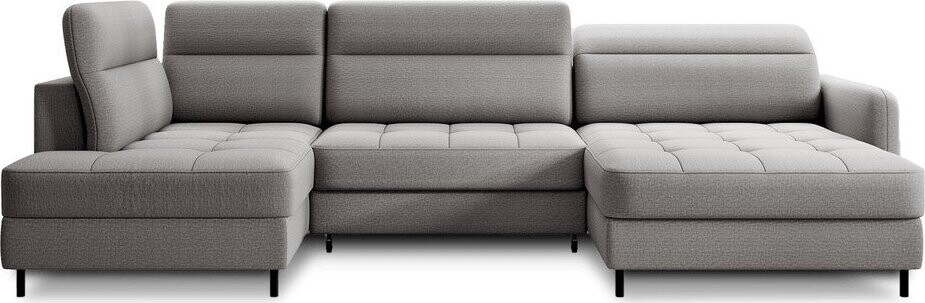 Světle šedá sametová rozkládací/s úložným prostorem rohová pohovka (levý roh/do 