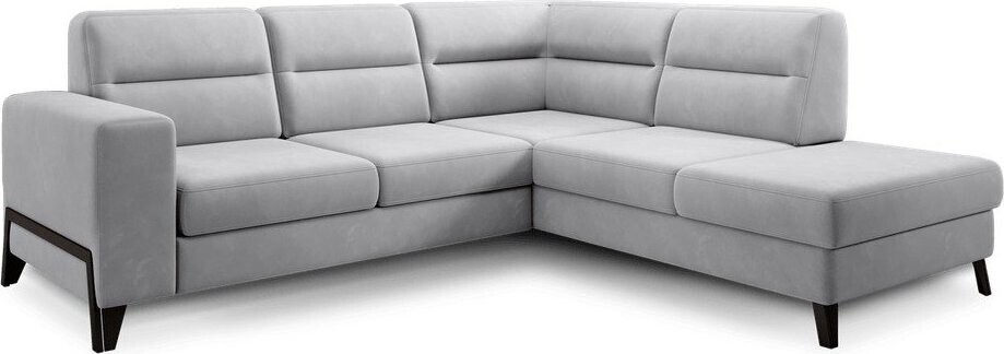 Světle šedá sametová rozkládací/s úložným prostorem rohová pohovka (pravý roh/do L) Cassara – ELTAP