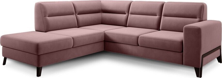 Růžová sametová rozkládací/s úložným prostorem rohová pohovka (levý roh/do L) Cassara – ELTAP