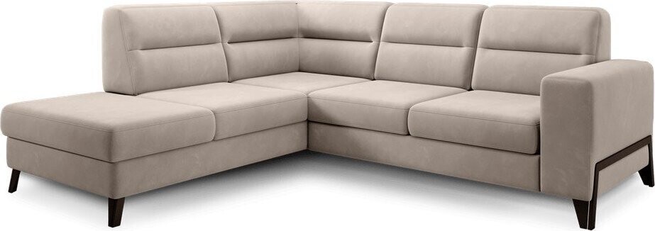 Béžová sametová rozkládací/s úložným prostorem rohová pohovka (levý roh/do L) Cassara – ELTAP