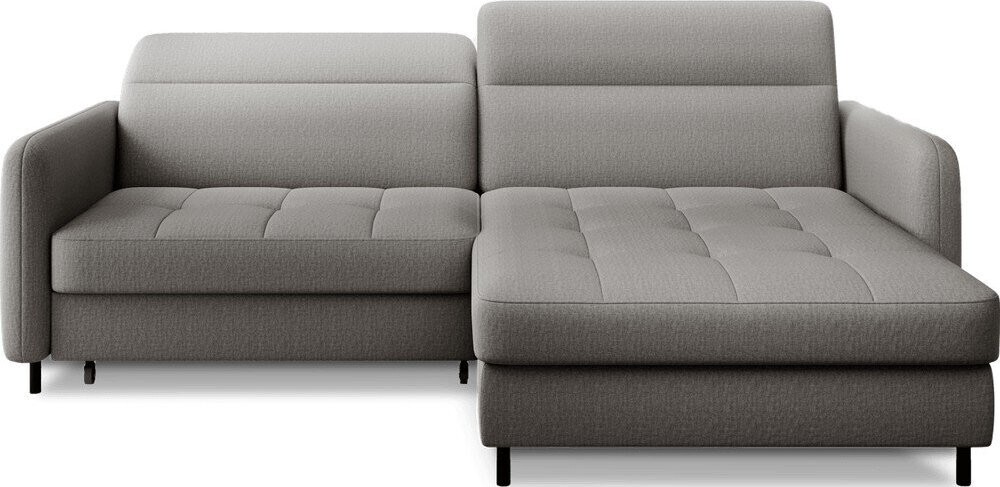 Šedá sametová rozkládací/s úložným prostorem rohová pohovka (pravý roh/s lenoškou) Gomsi – ELTAP