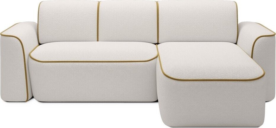 Žlutá/krémová rohová pohovka z textilie bouclé (pravý roh/s lenoškou) Ume – ELTAP