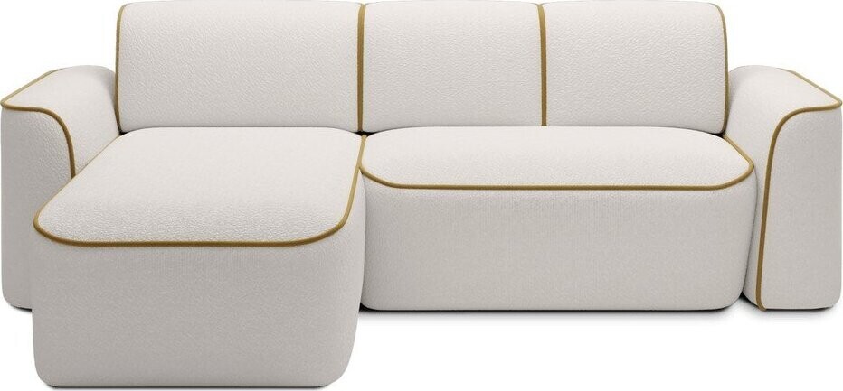 Žlutá/krémová rohová pohovka z textilie bouclé (levý roh/s lenoškou) Ume – ELTAP