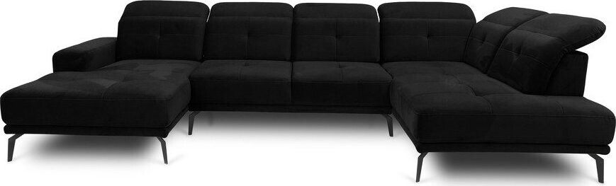 Černá sametová rohová pohovka (pravý roh/do