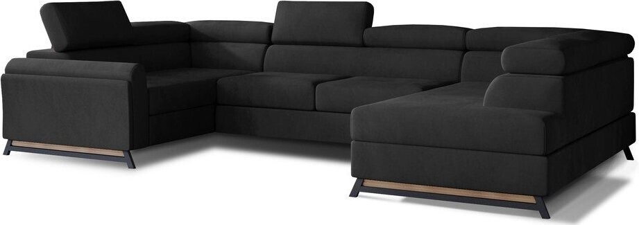 Tmavě šedá sametová rozkládací/s úložným prostorem rohová pohovka (pravý roh/do