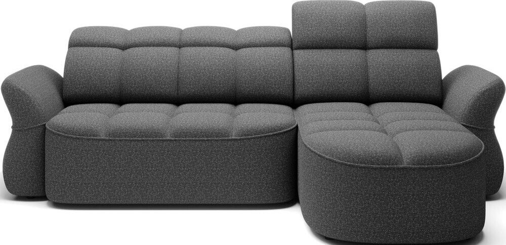 Tmavě šedá sametová rozkládací/s úložným prostorem rohová pohovka (pravý roh/s lenoškou) Beneth – ELTAP