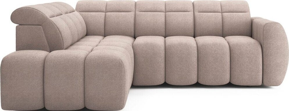 Světle hnědá rozkládací/s úložným prostorem rohová pohovka z textilie bouclé (levý roh/do L) Falconn – ELTAP