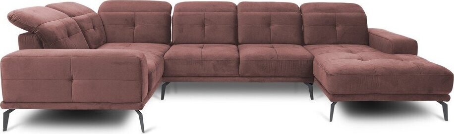 Růžová sametová rohová pohovka (levý roh/do