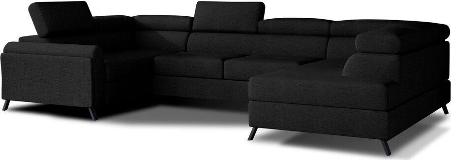 Černá rozkládací/s úložným prostorem rohová pohovka (pravý roh/do