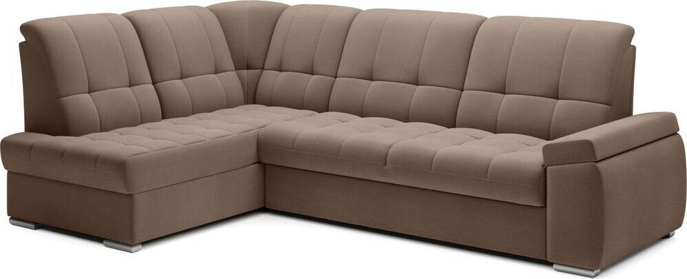 Hnědá sametová rozkládací/s úložným prostorem rohová pohovka (levý roh/do L) Sado – ELTAP