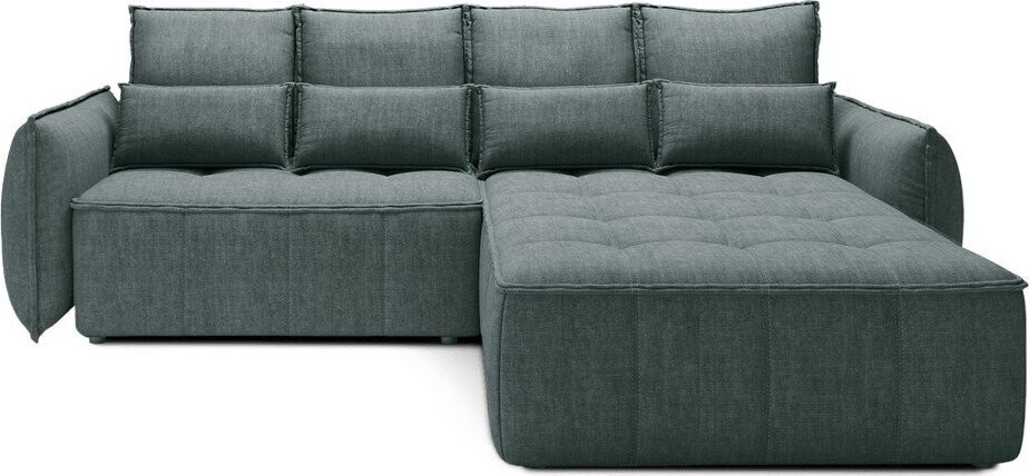 Zelená sametová rozkládací/s úložným prostorem rohová pohovka (pravý roh/s lenoškou) Campo – ELTAP