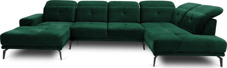 Zelená sametová rohová pohovka (pravý roh/do