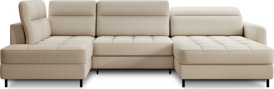 Béžová sametová rozkládací/s úložným prostorem rohová pohovka (levý roh/do 