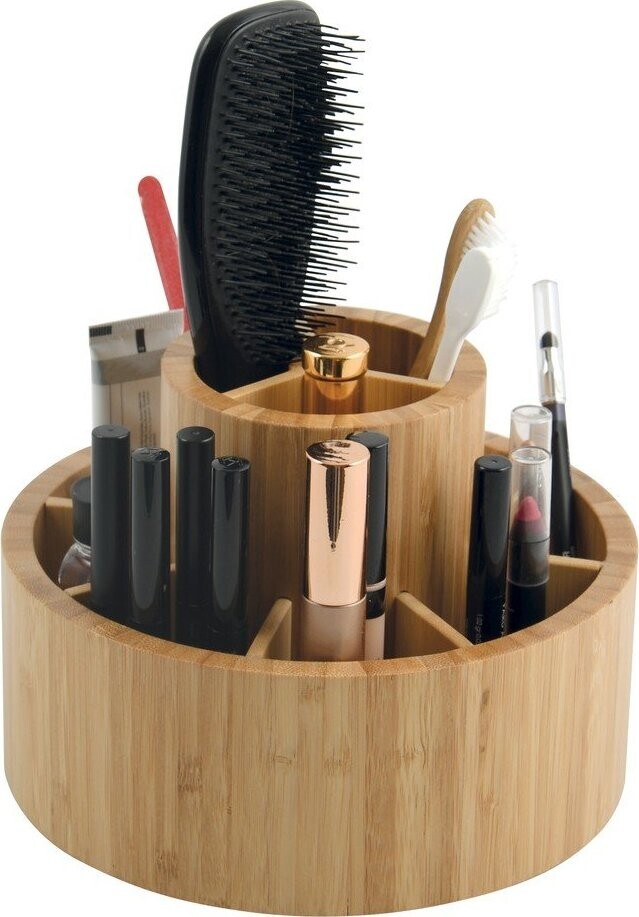 Bambusový koupelnový organizér na kosmetiku/otočný v přírodní barvě Isalys – MSV
