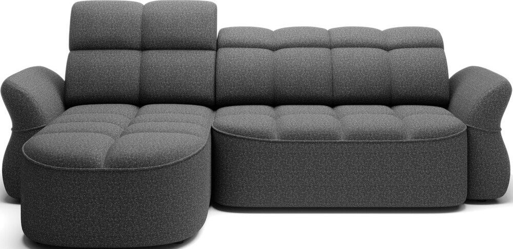 Tmavě šedá sametová rozkládací/s úložným prostorem rohová pohovka (levý roh/s lenoškou) Beneth – ELTAP