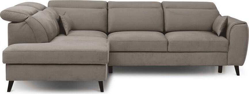 Béžová sametová rozkládací/s úložným prostorem rohová pohovka (levý roh/do L) Noble – ELTAP