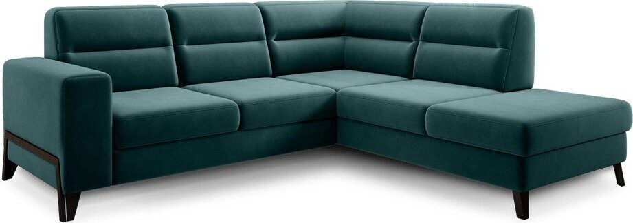 Zelená sametová rozkládací/s úložným prostorem rohová pohovka (pravý roh/do L) Cassara – ELTAP