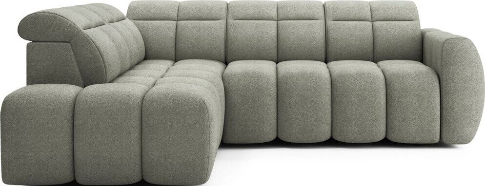 Šedozelená rozkládací/s úložným prostorem rohová pohovka z textilie bouclé (levý roh/do L) Falconn – ELTAP