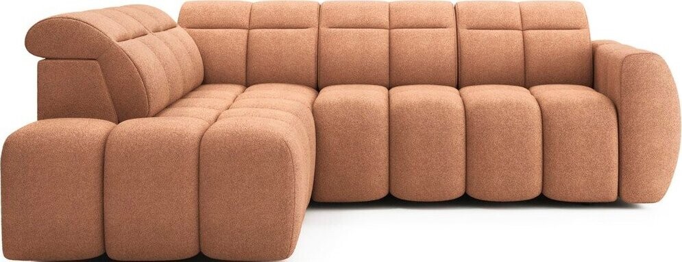 Rozkládací/s úložným prostorem rohová pohovka z textilie bouclé v lososové barvě (levý roh/do L) Falconn – ELTAP
