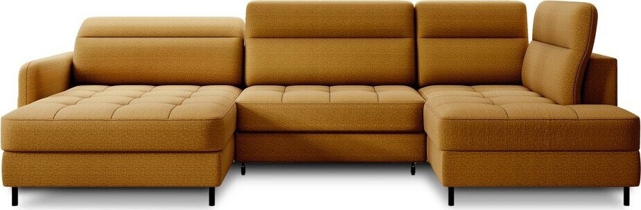 Žlutá sametová rozkládací/s úložným prostorem rohová pohovka (pravý roh/do