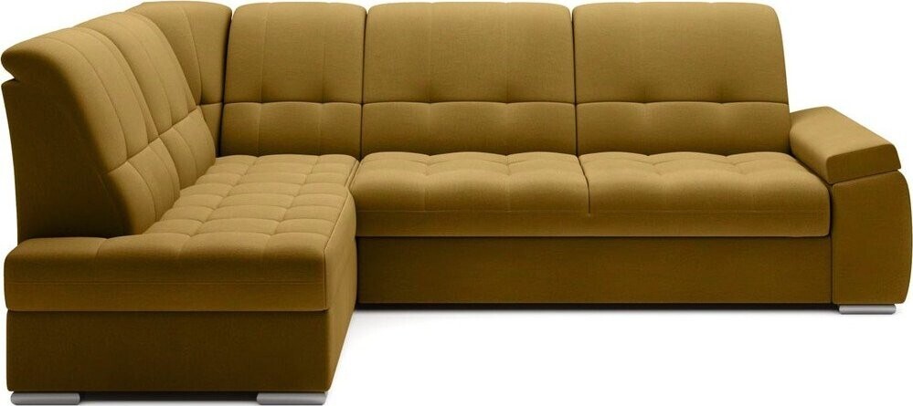 Žlutá sametová rozkládací/s úložným prostorem rohová pohovka (levý roh/do L) Sado – ELTAP