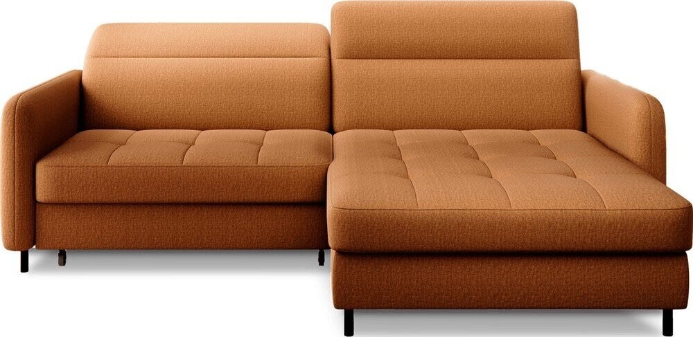 Žlutá sametová rozkládací/s úložným prostorem rohová pohovka (pravý roh/s lenoškou) Gomsi – ELTAP