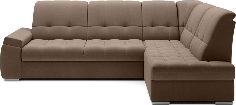 Hnědá sametová rozkládací/s úložným prostorem rohová pohovka (pravý roh/do L) Sado – ELTAP