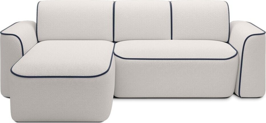 Modrá/krémová rohová pohovka z textilie bouclé (levý roh/s lenoškou) Ume – ELTAP