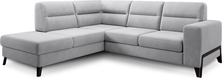 Světle šedá sametová rozkládací/s úložným prostorem rohová pohovka (levý roh/do L) Cassara – ELTAP