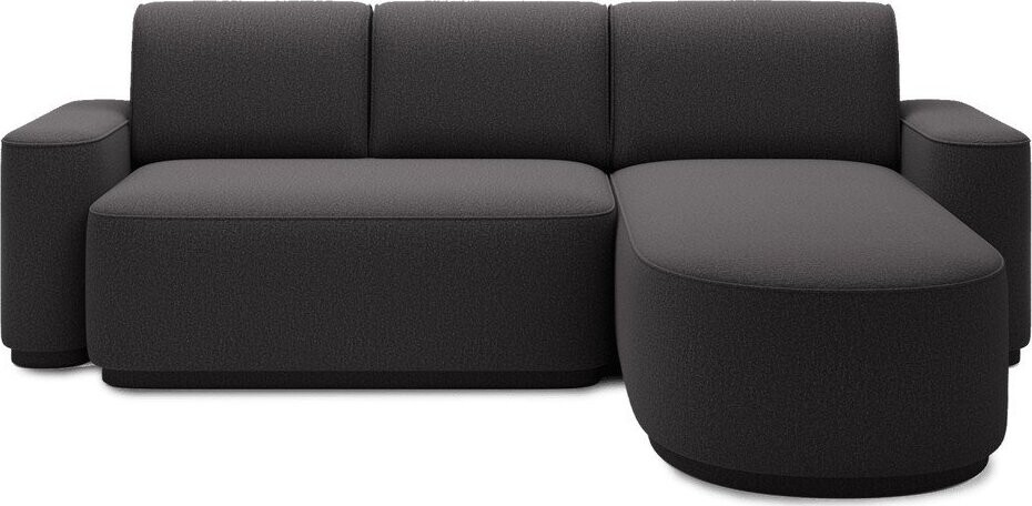 Tmavě šedá žinylková rozkládací/s úložným prostorem rohová pohovka (pravý roh/s lenoškou) Aurumm – ELTAP