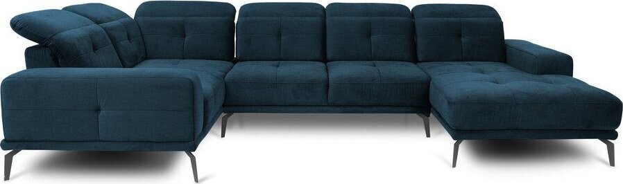 Tmavě modrá sametová rohová pohovka (levý roh/do