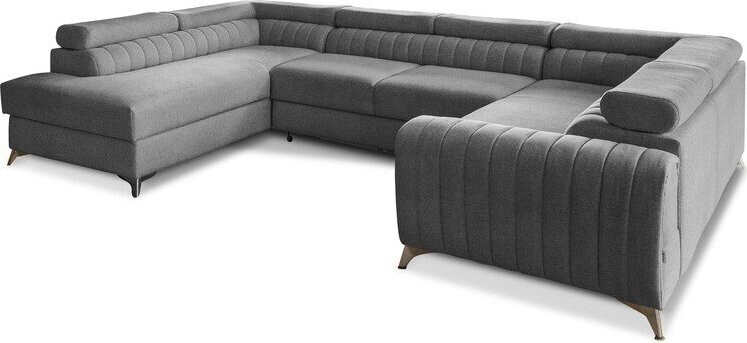 Tmavě šedá rozkládací/s úložným prostorem rohová pohovka (levý roh/do