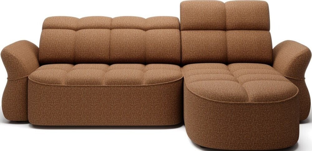 Žlutá/hnědá sametová rozkládací/s úložným prostorem rohová pohovka (pravý roh/s lenoškou) Beneth – ELTAP