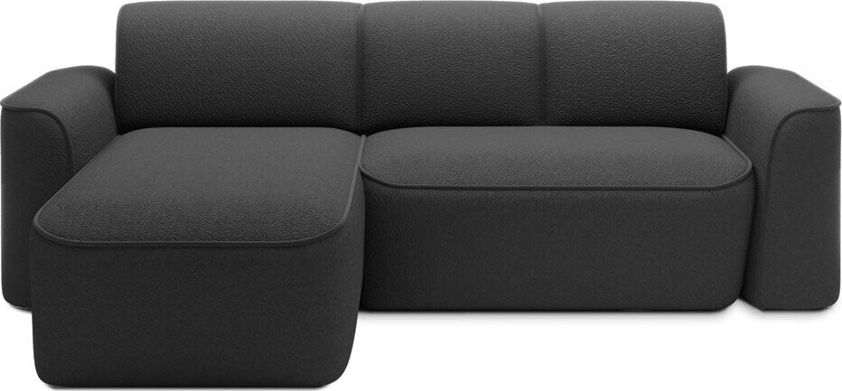Antracitová rohová pohovka z textilie bouclé (levý roh/s lenoškou) Ume – ELTAP