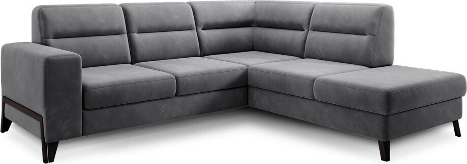 Tmavě šedá sametová rozkládací/s úložným prostorem rohová pohovka (pravý roh/do L) Cassara – ELTAP