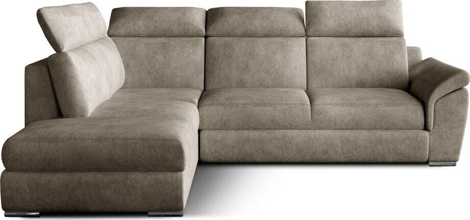 Béžová sametová rozkládací/s úložným prostorem rohová pohovka (levý roh/do L) Loreto – ELTAP