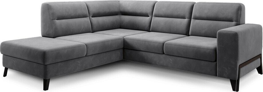 Tmavě šedá sametová rozkládací/s úložným prostorem rohová pohovka (levý roh/do L) Cassara – ELTAP