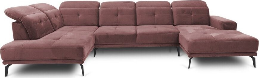 Růžová sametová rohová pohovka (levý roh/do 