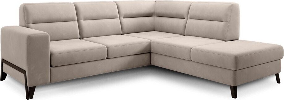 Béžová sametová rozkládací/s úložným prostorem rohová pohovka (pravý roh/do L) Cassara – ELTAP