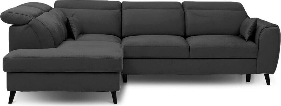 Tmavě šedá sametová rozkládací/s úložným prostorem rohová pohovka (levý roh/do L) Noble – ELTAP