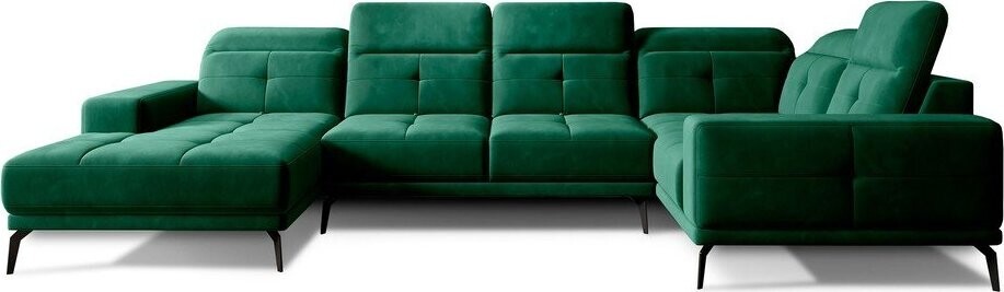 Zelená sametová rohová pohovka (pravý roh/do