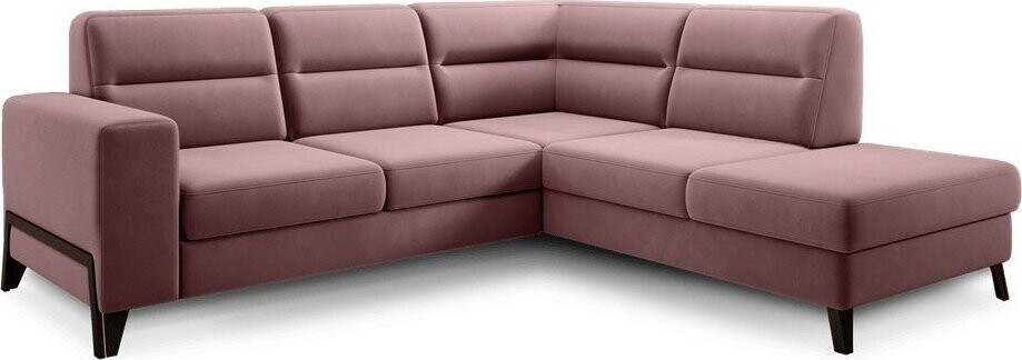 Růžová sametová rozkládací/s úložným prostorem rohová pohovka (pravý roh/do L) Cassara – ELTAP