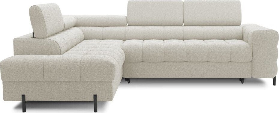 Krémová rozkládací/s úložným prostorem rohová pohovka z textilie bouclé (levý roh/do L) Ferucce – ELTAP