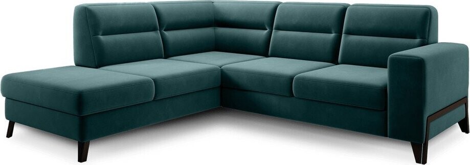 Zelená sametová rozkládací/s úložným prostorem rohová pohovka (levý roh/do L) Cassara – ELTAP