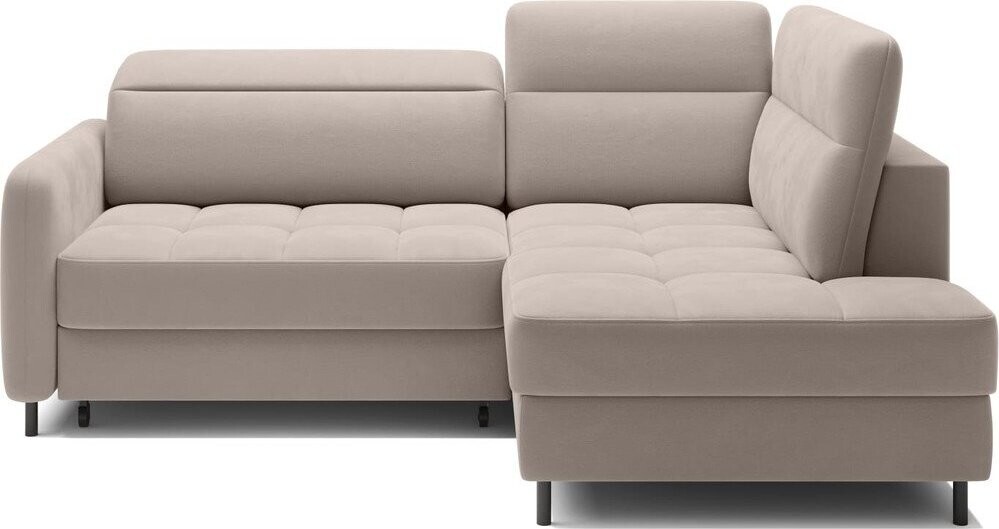 Světle hnědá sametová rozkládací/s úložným prostorem rohová pohovka (pravý roh/do L) Barea – ELTAP