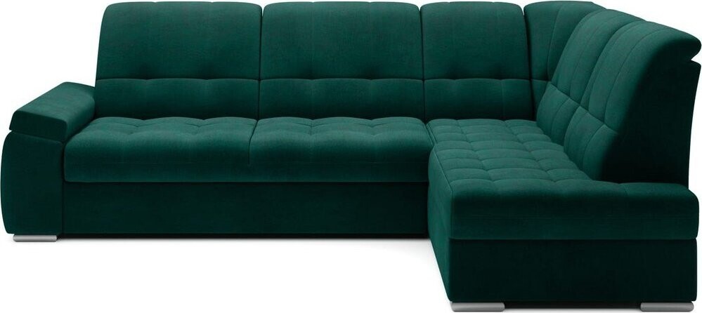 Zelená sametová rozkládací/s úložným prostorem rohová pohovka (pravý roh/do L) Sado – ELTAP