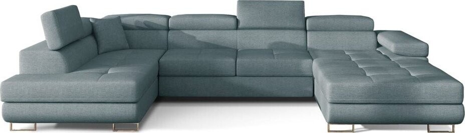 Světle modrá rozkládací/s úložným prostorem rohová pohovka (levý roh/do 