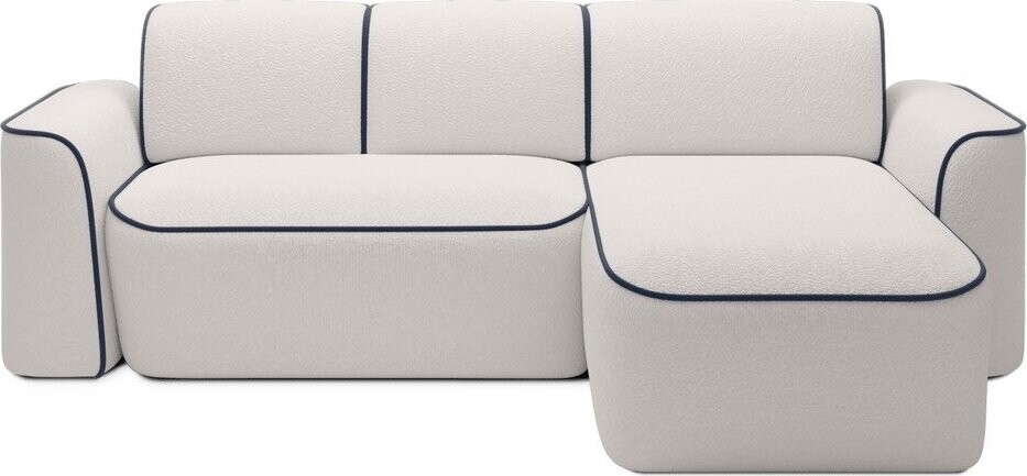 Modrá/krémová rohová pohovka z textilie bouclé (pravý roh/s lenoškou) Ume – ELTAP