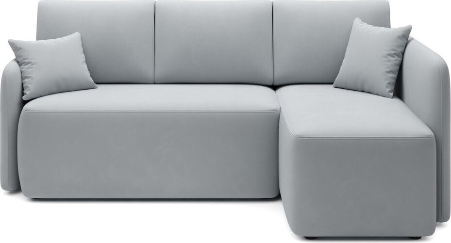 Světle šedá sametová rozkládací/s úložným prostorem rohová pohovka (pravý roh/s lenoškou) Hadson – ELTAP